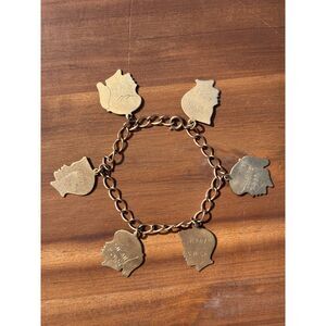 Vintage 1950s 12K and GF Silhouette Birthday Charm Bracelet 7"17.3g